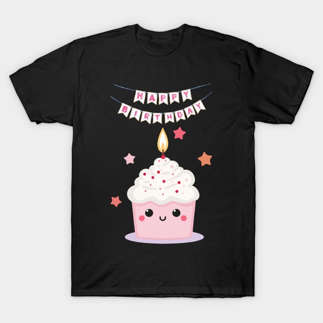 Happy Birthday Cupcake T-Shirt by NorseMagic